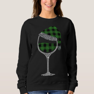 Sudadera Vidrio de los Navidades de Wine Santa Hat Green Bu