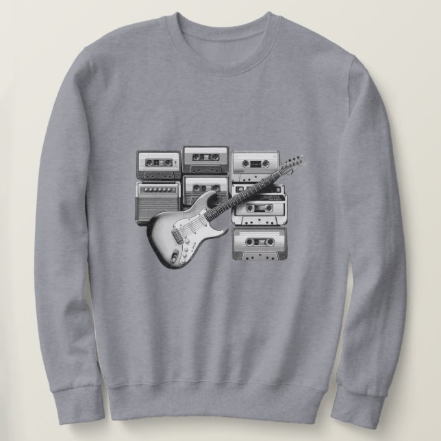 Sudadera Vieja guitarra y antigua cinta cassette (Anverso del diseño)