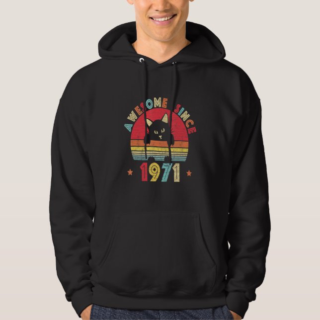 Sudadera Viejo 51º cumpleaños increíble desde 1971 gato ret (Anverso)