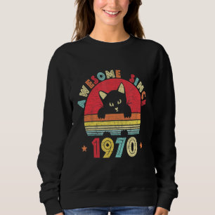 Sudadera Viejo 52º cumpleaños increíble desde 1970 gato ret