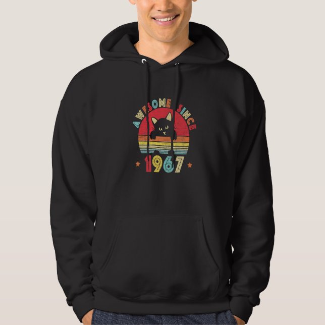 Sudadera Viejo 55º cumpleaños increíble desde 1967 gato ret (Anverso)