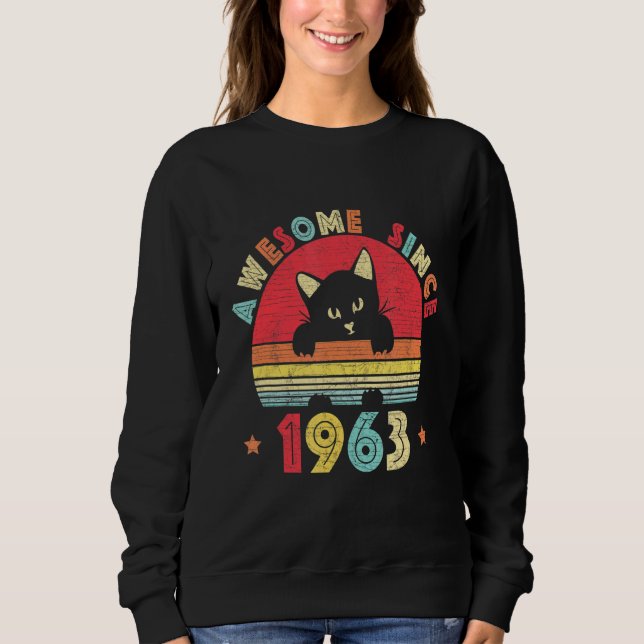 Sudadera Viejo 59º cumpleaños increíble desde 1963 gato ret (Anverso)