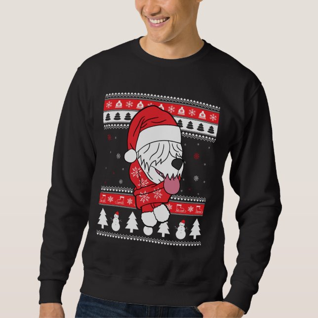 Sudadera Viejo pastor inglés Navidades feos (Anverso)
