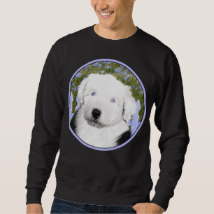 Sudadera Viejo perro pastor inglés con pintura de cachorros