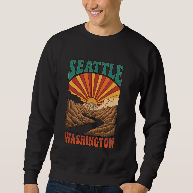 Sudadera Viejo Seattle Montañas Washington y Sunset Re (Anverso)