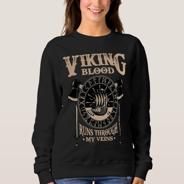 Sudadera Viking Norse Mythology  Blood Runs Through My Vein (Anverso)