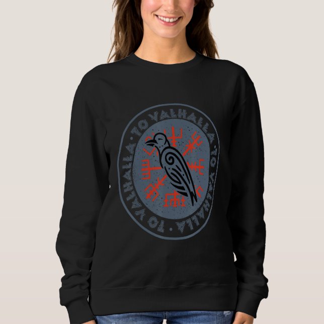 Sudadera Viking Raven Vegvisir Valhalla Viking Runes Nordic (Anverso)