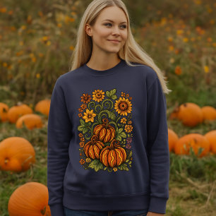 Sudadera Vinas de calabaza y flores de otoño Halloween