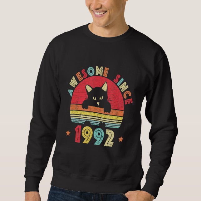 Sudadera Viñeta 30 cumpleaños increíble desde 1992 Gato ret (Anverso)