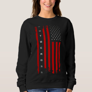 Sudadera Viñeta Bandera Estadounidense Motocross Dirt Bike 