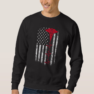 Sudadera Viñeta Bandera Estadounidense Nurselife Stethoscop