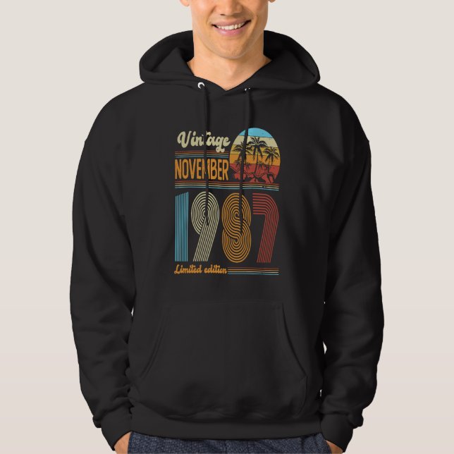 Sudadera Viñeta de cumpleaños de 36 años Noviembre de 1987  (Anverso)