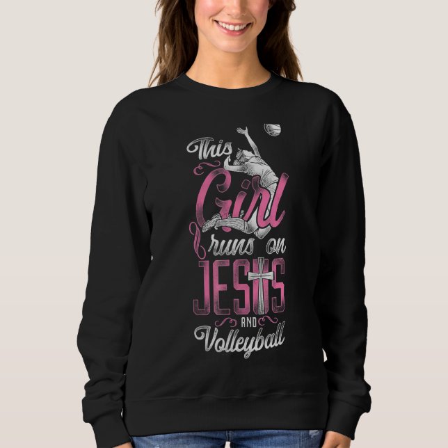 Sudadera Viñeta De Equipo De Voleibol Este Chica Funciona E (Anverso)