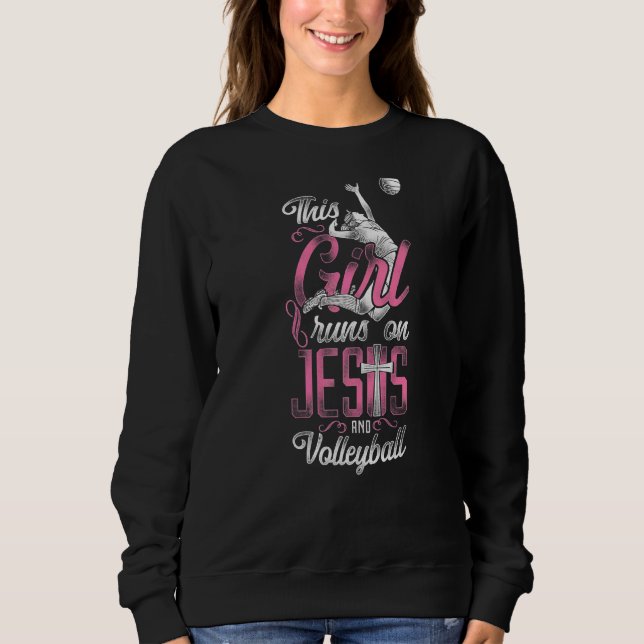 Sudadera Viñeta De Equipo De Voleibol Este Chica Funciona E (Anverso)