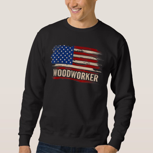Sudadera Viñeta Woodworker Bandera Americana Woodworkinglog (Anverso)