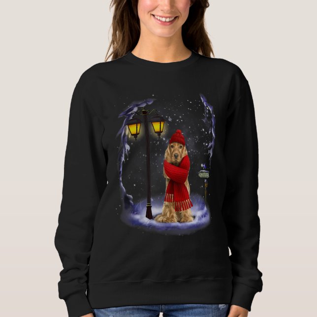 Sudadera Vino ligero de Cocker Spaniel Santa Navidades (Anverso)