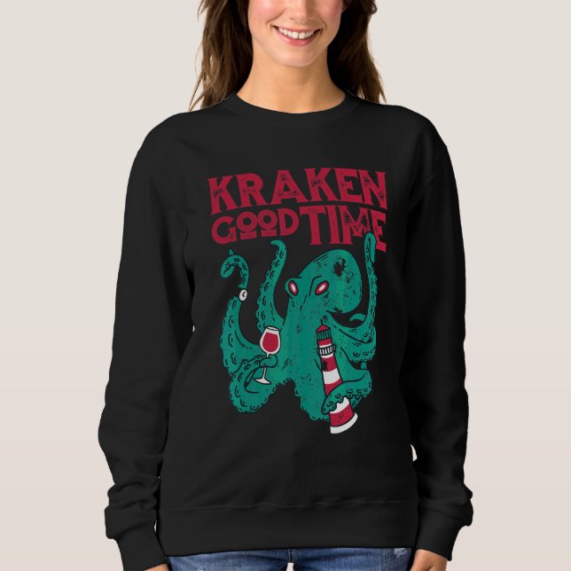 Sudadera Vino Octopus Kraken Good Time   (Anverso)