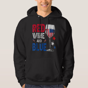 Sudadera Vino Rojo Y Azul Gracioso 4 De Julio Vino Lover