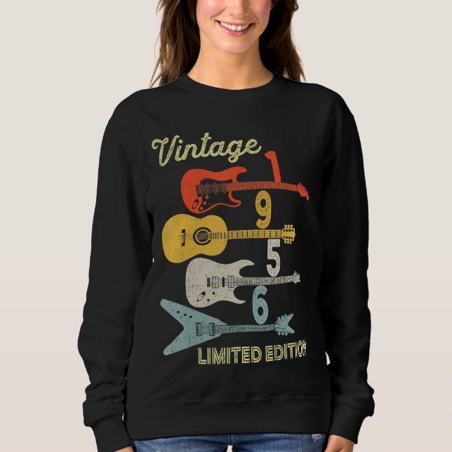 Sudadera Vintage 1956 Cumpleaños , Guitarra 66 cumpleaños (Anverso)