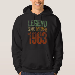 Sudadera Vintage 1963 Cumpleaños Leyenda Nacida Octubre Des