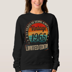 Sudadera Vintage 1965 57 Años De Alumbramiento Maravilloso