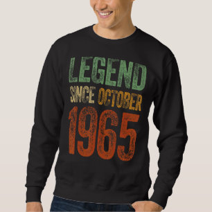 Sudadera Vintage 1965 Cumpleaños Leyenda Nacida Octubre Des