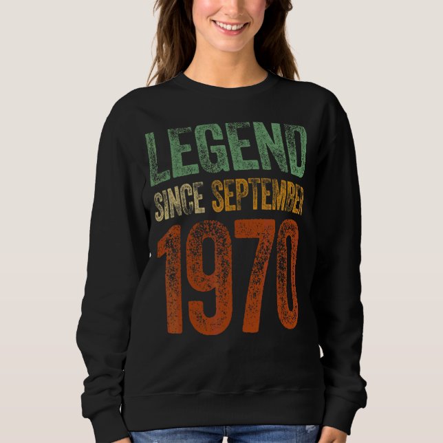 Sudadera Vintage 1970 Cumpleaños Leyenda Nacida Desde (Anverso)