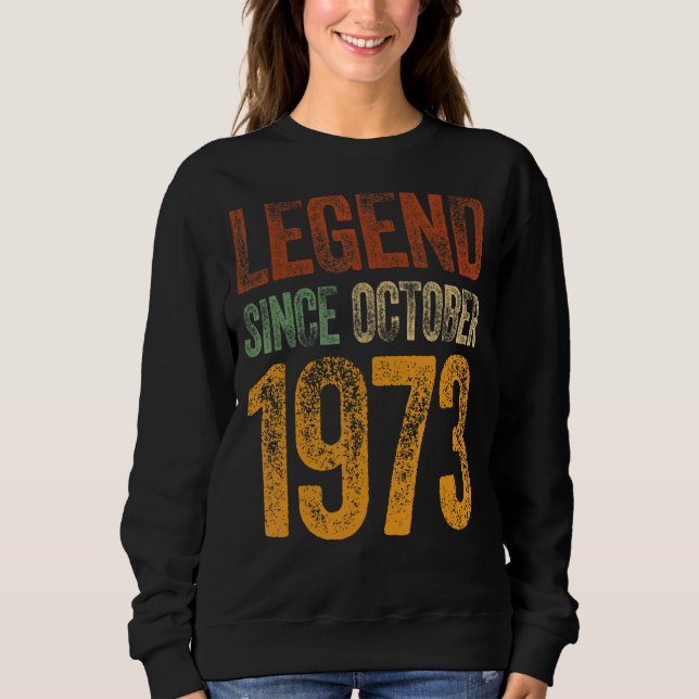 Sudadera Vintage 1973 Cumpleaños Leyenda Nacida Octubre Des (Anverso)