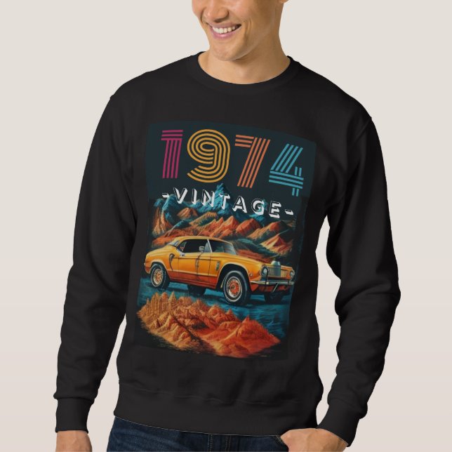 Sudadera Vintage 1974 cool car (Anverso)