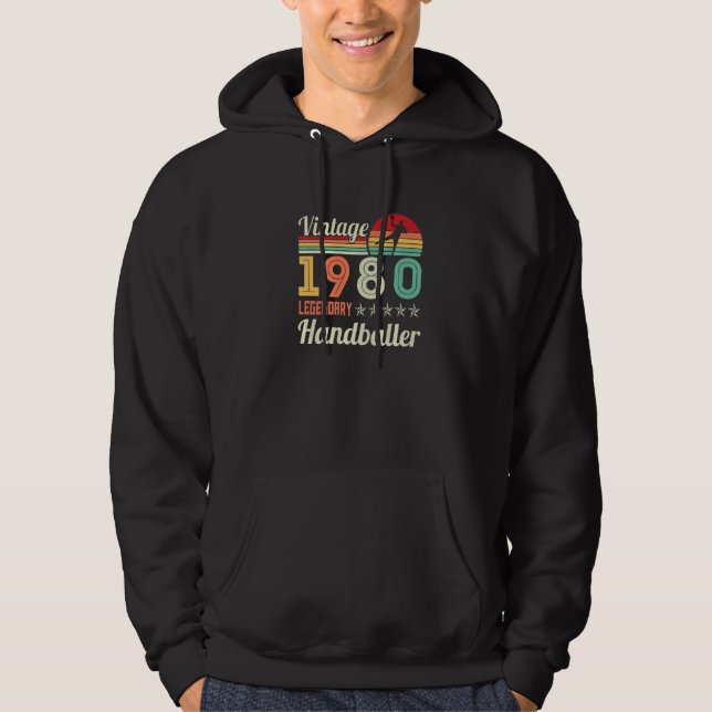 Sudadera Vintage 1980 Legendary Handballer Handball Player (Anverso)