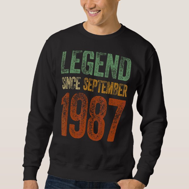 Sudadera Vintage 1987 Cumpleaños Leyenda Nacida Desde (Anverso)