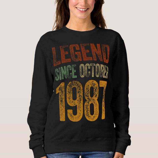 Sudadera Vintage 1987 Cumpleaños Leyenda Nacida Octubre Des (Anverso)