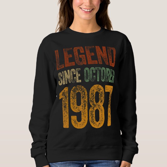 Sudadera Vintage 1987 Cumpleaños Leyenda Nacida Octubre Des (Anverso)
