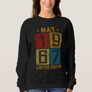 Sudadera Vintage 55º Cumpleaños Mayo 1967 Nacido En 1967 55