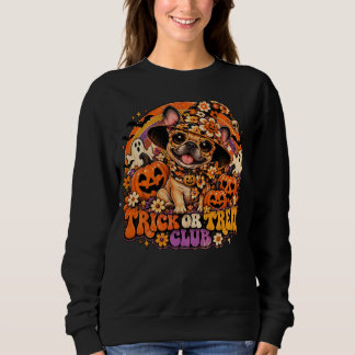 Sudadera Vintage 70s Truco o Trato Frenchie Bruja