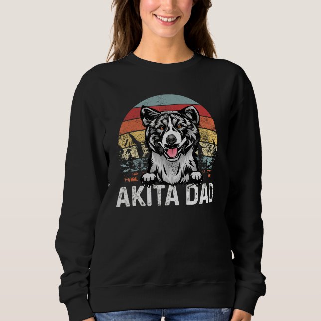 Sudadera Vintage Akita Dad Retro Sunset Fathers Day (Anverso)