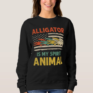 Sudadera Vintage Alligator Animals Bandera Americana