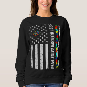 Sudadera Vintage American Flag Best Autism Aunt Ever Autism