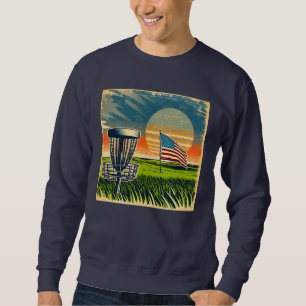 Sudadera Vintage American Flag Disk Golf Vintage Sun