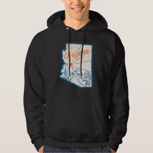 Sudadera Vintage Arizona State Map Hand Drawert Desert Land