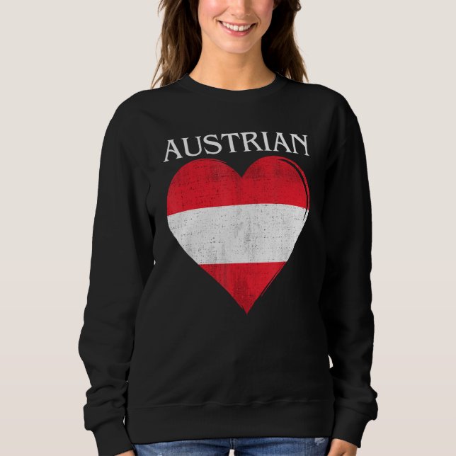 Sudadera Vintage Austria Flag Heart For Austrian (Anverso)