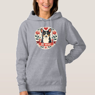 Sudadera Vintage Be Mine Corgi San Valentín Floral Arte Fol