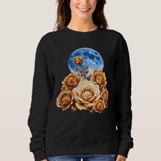 Sudadera Vintage Blue Moon & Golden Roses, Elegant