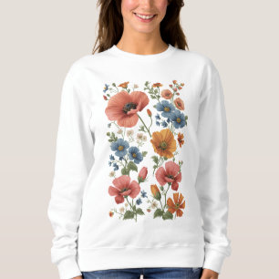 Sudadera Vintage Botanical Poppies