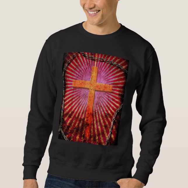 Sudadera Vintage Christian Cross In Rays Of Light (Anverso)