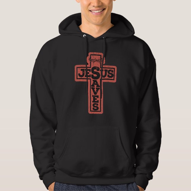 Sudadera Vintage Christian Cross Jesus Saves (Anverso)