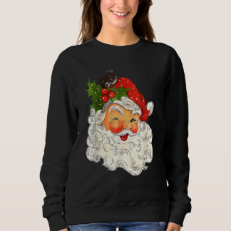 Sudadera Vintage Christmas Santa Claus Face Old Fashioned 3