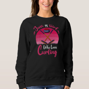 Sudadera Vintage Curling Sports Sólo un Chica que ama el cu