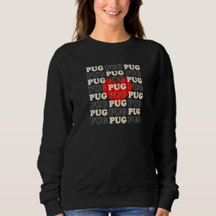 Sudadera Vintage de Pug Dog Cute Heart Retro