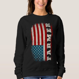 Sudadera Vintage Distressed American US Flag Farming Patrio